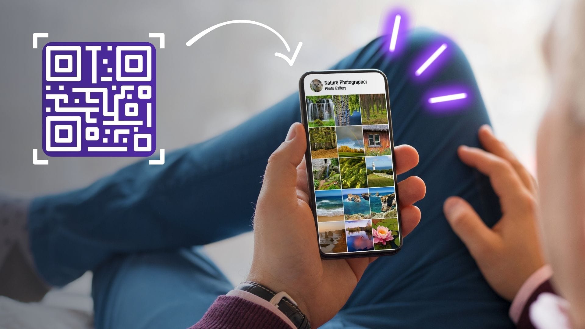 Use a micro qr code to allow people to scan and navigate directly to your image gallery.